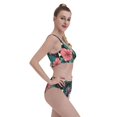 thumbnail image 4 of Daiia Green Tropical Leaves printed 2 piece Swimsuit Bikinis for Women High Waisted Racerback Bathing Suits Summer Tummy Control Scoop Neck Swimwear-Small, 4 of 8