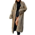 thumbnail image 3 of BiZtdJrK Purses For Women Clearance Women's 2024 Winter Faux Fur Coats Long Sleeve Lapel Fuzzy Overcoat Fluffy Loose Open Front Long Jackets Warm Outerwear Brown XXL, 3 of 9