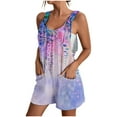 thumbnail image 1 of IROINID Femmes Imprimé Shorts Combinaisons, Femmes Été Confortable Bretelles Décontractée Impression Shorts Poche Combinaison Short Multicolore L, 1 of 5