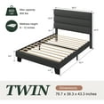 thumbnail image 7 of Amolife Twin Bed Frame, Platform Bed Frame with Fabric Upholstered Slat Headboard, Dark Grey, 7 of 7