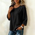 thumbnail image 3 of jjayotai Cotton Linen Tops for Women Crew Neck Loose Fit Long Sleeve Shirts Casual Fall Blouses Work Weekend Travel, 3 of 5
