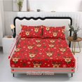 thumbnail image 2 of COEQINE Queen Sheet Set Breathable Soft Bedding Sheet Set 3 Pieces Deep Pocket Holiday Bedding Set with All Around Elastic for Christmas Decor, Cute Reindeer Holly Red, 2 of 5