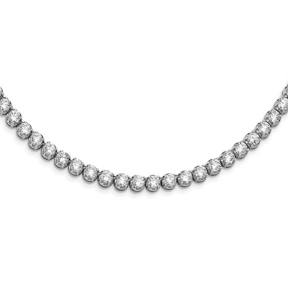 White Sterling Silver necklace Fancy CZ Cubic Zirconia Clear 18 in 5 mm