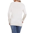 thumbnail image 3 of Suéter V de cuello Inspire Chic para mujer, casual, de manga larga, liviano, pulóver suave de punto, color M beige, 3 of 6