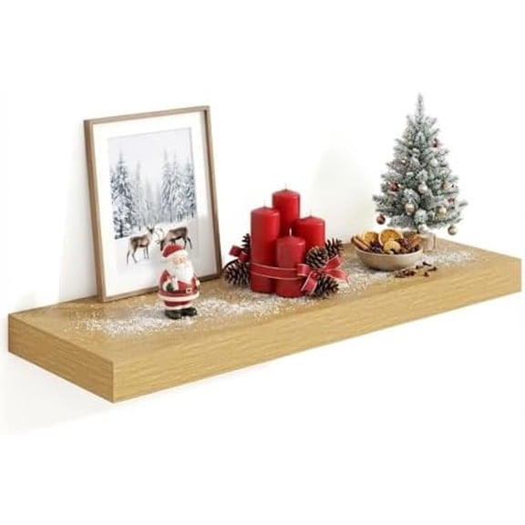 36 Inch Black Floating Shelves for Wall,10 Deep Wood Shelves with Invisible Brackets,Wall Mounted Storage & Display Shelves for Bedroom,Living Room,Kitchen,Office