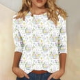 thumbnail image 2 of Tisuna Women'S Easter T-Shirts Fashion Egg Bowknot Printed Casual 3/4 Sleeve Round Neck T Shirt Top Breathable Comfort Fit Ladies Festival Shirts Multicolour Size S, 2 of 5