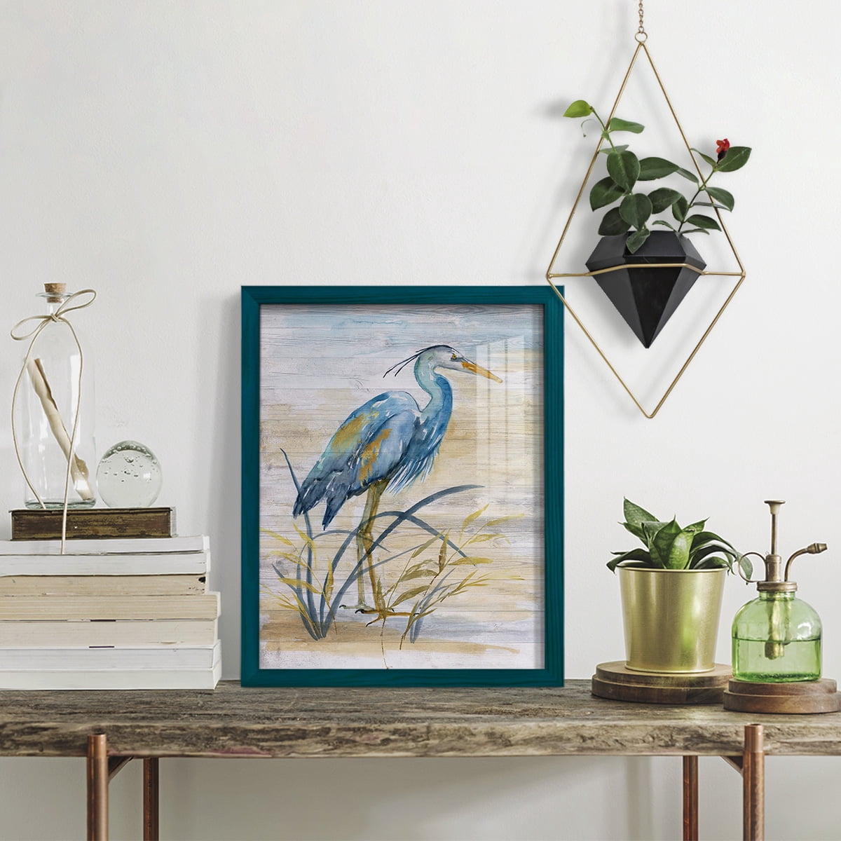 Blue Heron I -Framed Print w/glass-Ocean Blue