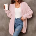 thumbnail image 6 of Juslio Women Sweaters Cardigans Outerwear Solid V Neck Long Sleeve Knit Pink, 6 of 9