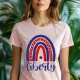thumbnail image 5 of Liberty Rainbow T-Shirt, Red White Blue Stars Graphic Tee, Patriotic Shirt, White, Size M, 5 of 6