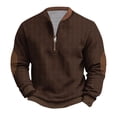 thumbnail image 3 of Sookity Big and Tall Zip Up Sweatshirts for Mens Loose Fit Long Sleeve Blosues Casual Vintage Pullover Tops Knit Polos Shirt Fashion Street Outwear Brown,XL, 3 of 7
