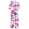 thumbnail image 3 of Nuoqisi Women Summer Floral Print Casual Short Sleeved V-neck Back Zipper Side Pocket Jumpsuit Pants, 3 of 5