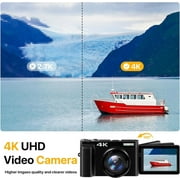 Digital Camera 4K Vlogging Camera for YouTube with 32G SD Card 180° 3Flip Screen 16X Autofocus 48MP Video Cameras