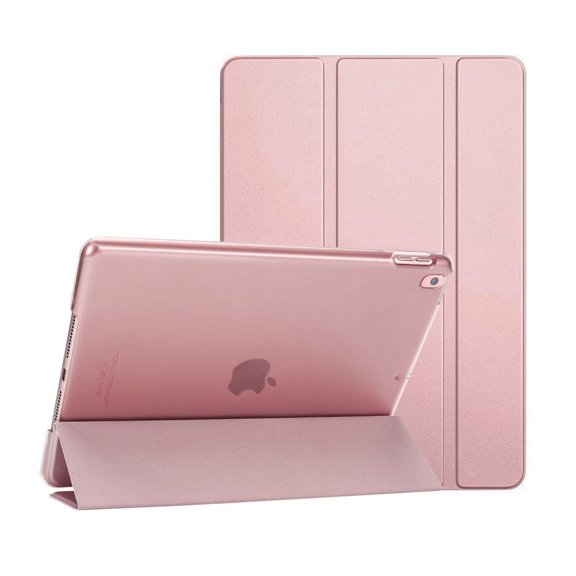 Mosiso Slim Fit Frosted Case for iPad 10.2" 7th Generation 2019 Released, PU Leather Smart Stand Cover Auto Sleep Wake Protective Case for Apple iPad 10.2 Inch (A2197/A2198/A2200), Rose Gold