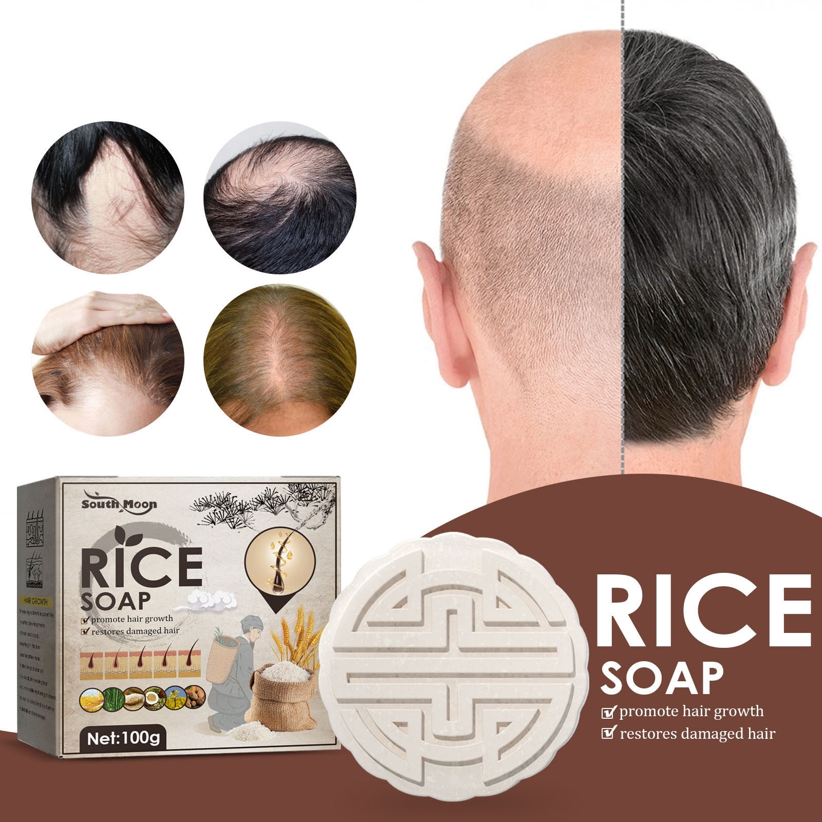 Clearance! EQWLJWE Anti-hair Loss Rice Shampoo Bar - Rice Water Shampoo Bar  for Thinning Hair Growth, Hair Loss Treatment Oil Control Shampoo Soap, Dry  Damaged Hair Repair Soap 