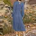 thumbnail image 4 of Women's 2024 Casual Long Sleeve Crew Neck High Waist Smocked Flowy Tiered Midi Dress, 4 of 4