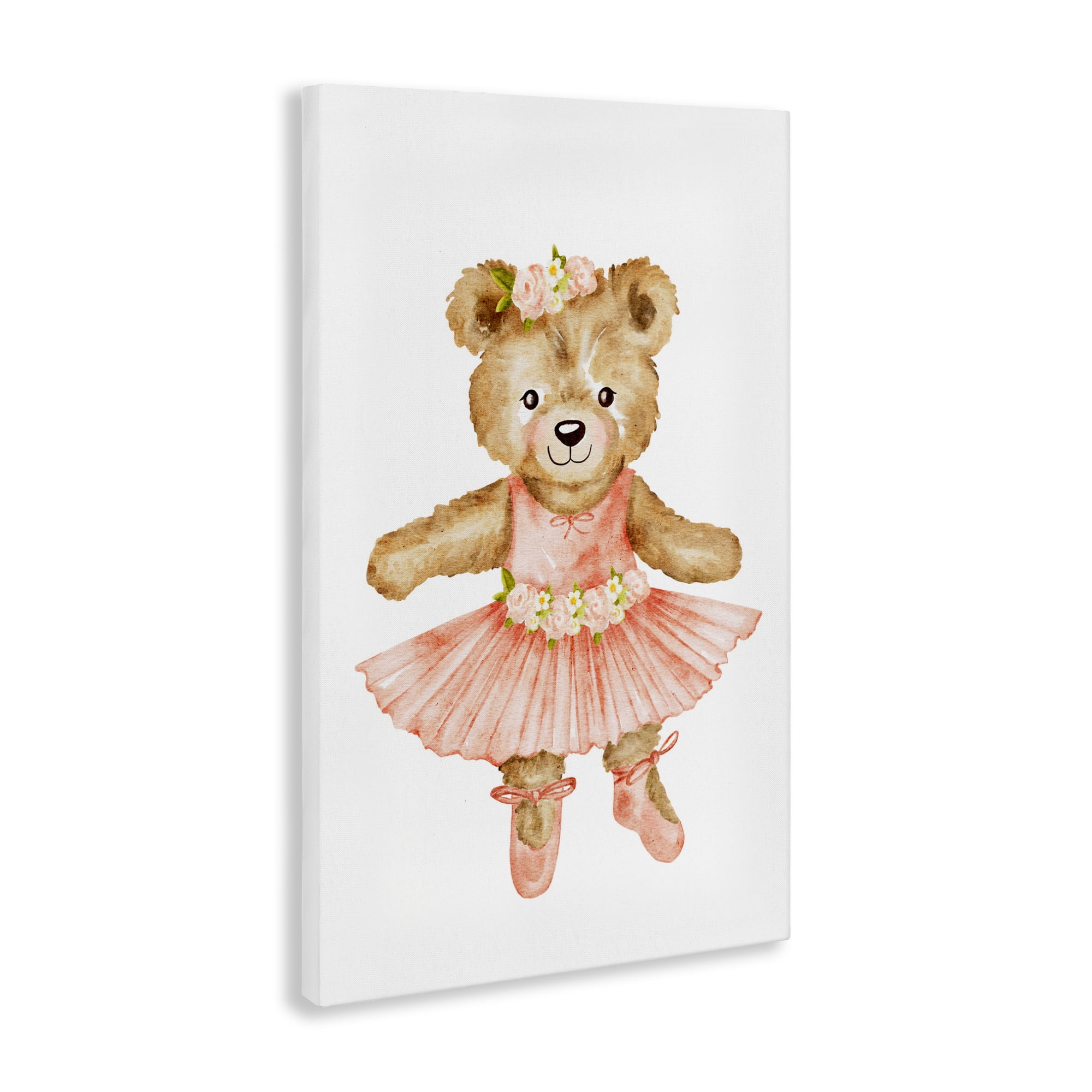 Floral Ballerina Teddy Bear Canvas Wall Art, design by Amy Hall