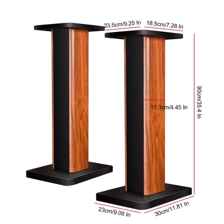 Speaker Stands 35.4 Inch Tall, Wood Bookshelf Speaker Stand for Studio Monitor, Heavy Duty MDF Column with Sand-Filling Hollow Design, Pair for Home Theater HiFi Desktop Speakers (Rosewood)