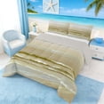 thumbnail image 3 of Manfei Oil Painting Ocean Wave Queen Comforter Set for Kids Boys and Girls, Yellow Coastal Bedding Comforter Set, Gray Reversible 3pcs, 1 Comforter and 2 Pillowcases, 3 of 6