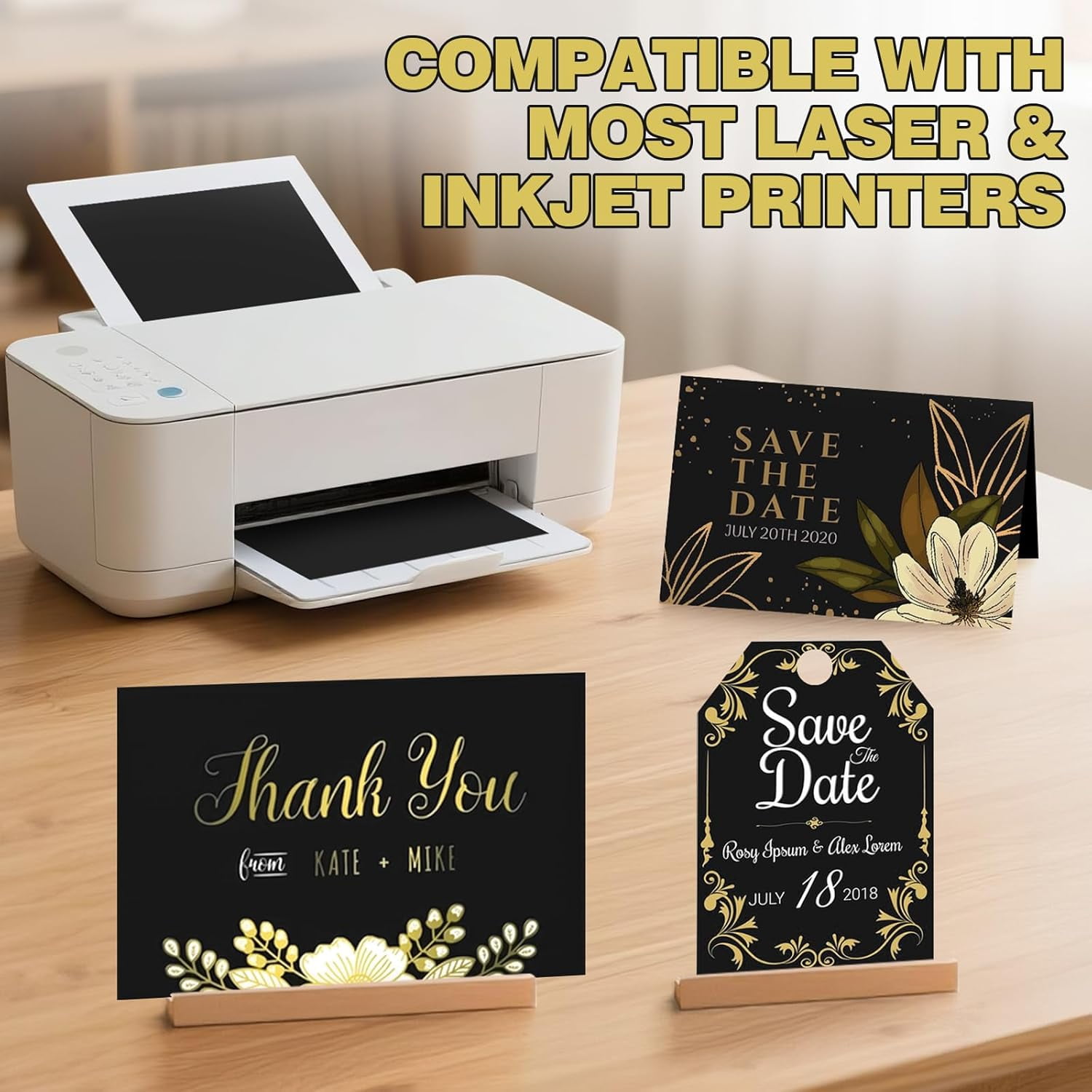 300 Sheets Black Cardstock ,8.5 x 11 Inch ,180 GSM/65LB Card Stock Printer for Art,Invitations,DIY Cards,Watercolor & Craft Projects