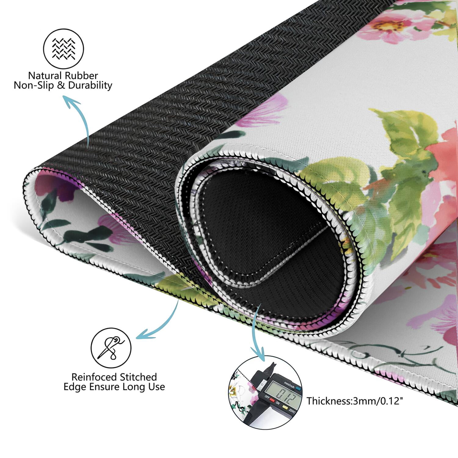 Premium Floral Pattern Extra Large Game Table Mat 31.5x31.5 Inch Rubber Pad with Anti-Slip Backing Reduces Tile Noise for Cards and Boards