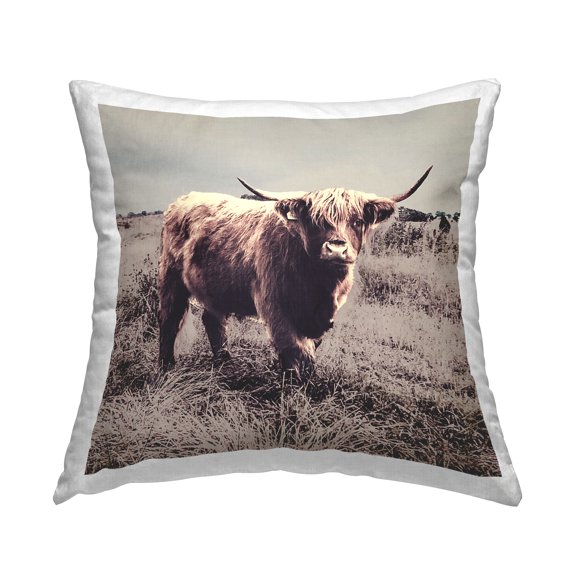 Stupell Industries Farm Cattle Rustic Vintage Styling Muted Tones Brown,18 x 7 x 18 Decorative Pillows