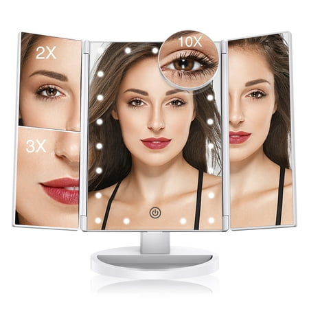 JUMPER Lighted Makeup Mirror Vanity Mirror with LED Lights Magnification 10x 1x 2x 3x / 1x 7x / 1x 10x