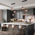 thumbnail image 4 of LNC 3-Light Modern  3-Light LED Smoke-Gray Cluster Pendant Light with Ribbed Glass, 4 of 15