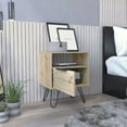 thumbnail image 2 of Nightstand, Single Door Cabinet, Hairpin Legs - Light Oak, 2 of 5