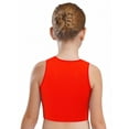 thumbnail image 4 of Haitryli Kids Girls Shiny Street Hip Hop Jazz Ballet Dance Crop Tops Sports Vest Shirt Performance Dancewear Red 6-10, 4 of 7