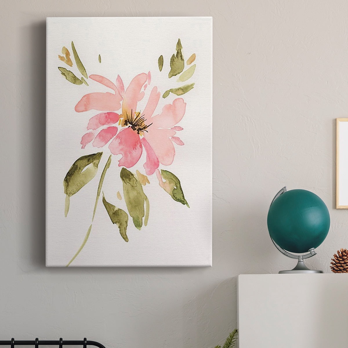 One Pink Bloom I Premium Gallery Wrapped Canvas - Ready to Hang
