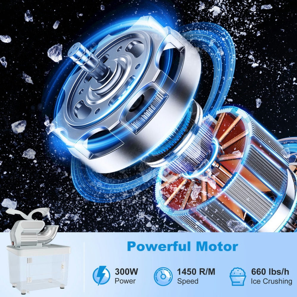 Topcobe 300W Commercial Ice Crusher with Dual Blades and Safety Switch for Home Kitchen Dorm-Gray