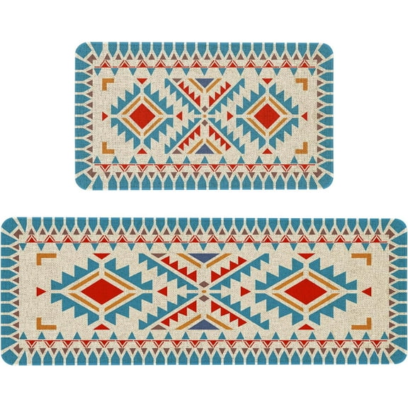 Boho Kitchen Rug Sets 2 Piece Farmhouse Kitchen Mats for Floor Non Slip Washable Thin Kitchen Area Rug Floor Mat Waterproof Hallway Laundry Room Runner Rug