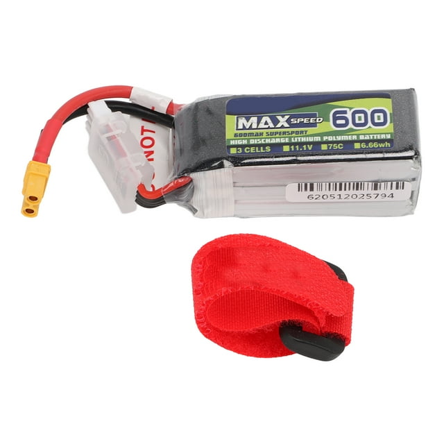 Batería de polímero de litio de alta potencia 3S, 11,1 V, 600 mAh, con conector XT30 para aviones y drones RC, clasificación 75 C