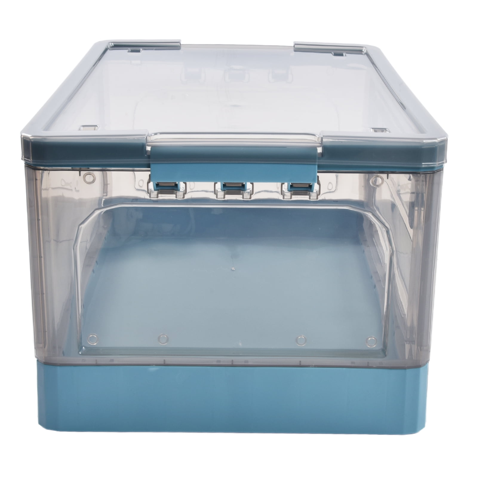 Mgaxyff Lidded Storage Bins PP Stackable Containers Collapsible Storage Boxes with Double Door 55L,Stackable Storage Boxes,Folding Visible Containers