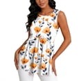 thumbnail image 5 of Smsaxvxz Womens Summer Tank Tops Fashion Floral Printed Crew Neck Sleeveless Pleated Casual Loose Blouse T-shirts White 02 M, 5 of 5