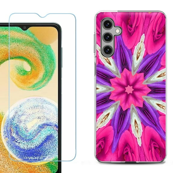 OneToughShield ® Compatible with Samsung Galaxy A15 5G, Shockproof Phone Case, with Tempered Glass Screen Protector - Kaleidoscope Rose