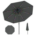 thumbnail image 1 of Gymax 10 FT Solar Patio Umbrella w/96 Multi-colored LED Lights & 9 Modes Vented Top Gray, 1 of 10