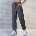 thumbnail image 4 of felwors Women's Fleece Cargo Sweatpants Y2k Comfy Casual Baggy Sweat Pants Warm High Waist Workout Jogger Pants with Pockets Dark Gray, XL, 4 of 8