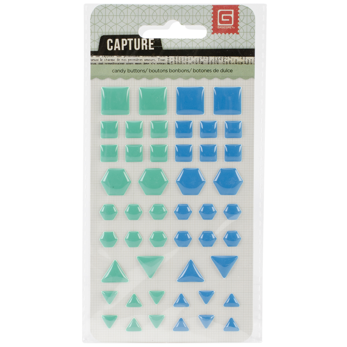 Capture Candy Buttons Epoxy StickersBlue & Green Shapes
