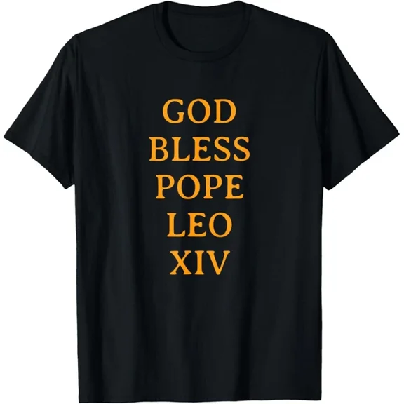 Retro God Bless Pope Leo XIV Graphic T-Shirt Funny Religious Catholic Christian Short Sleeve Cotton Tee for Men and Women