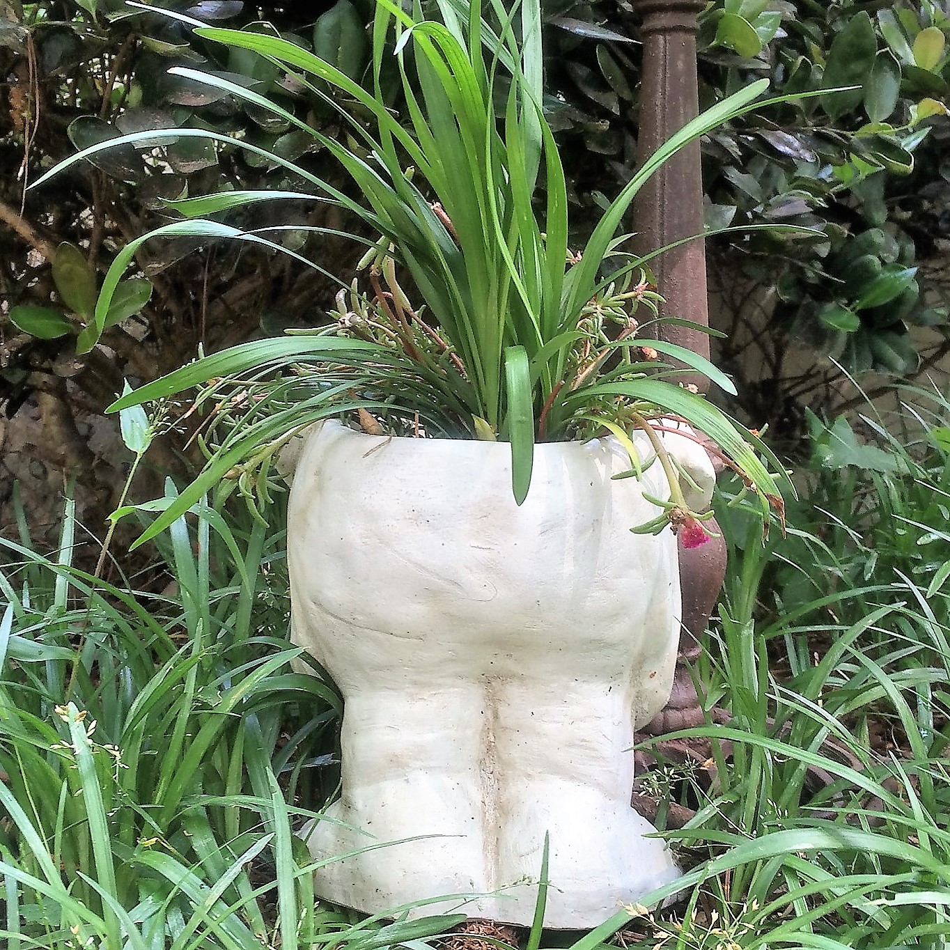 Homestyles Antique White Ole Salty & Grandma Violet the Muggly Face Humorous Statue Planter Pot