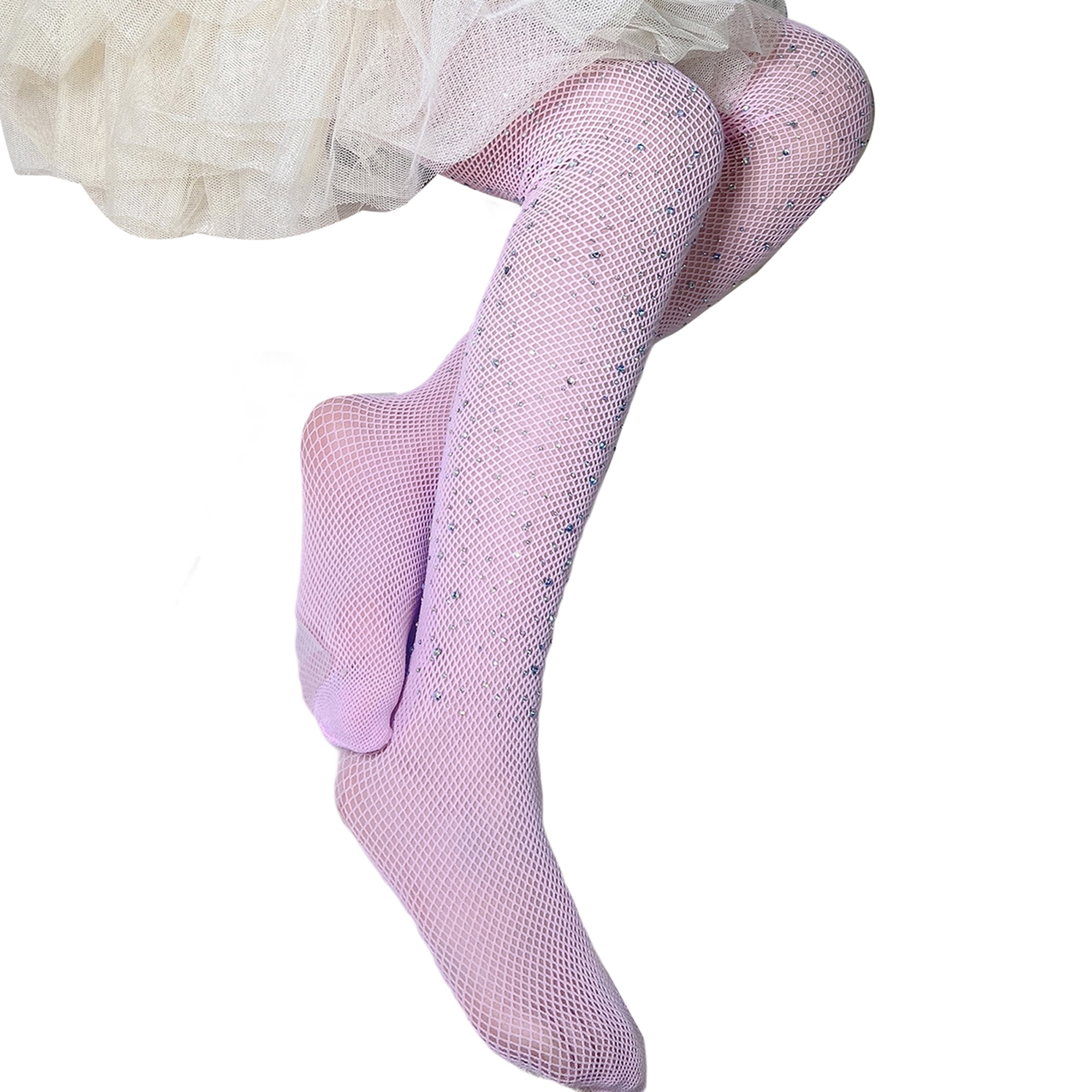 LUCKELF Girls Tights Children's Fishnet Tight 12 Colors Sparkle Rhinestone  Hollow Out Pantyhose
