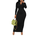 thumbnail image 5 of Dresses For Women Bodycon Maxi Dress Casual Long Sleeve V Neck Long Dresses Sundress Black L, 5 of 6