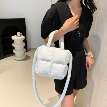 Women Quilted Tote Bag Large Capacity Crossbody Puffer Lightweight Padding Shoulder Bag Hobo Satchel Handbag Zip Purse
