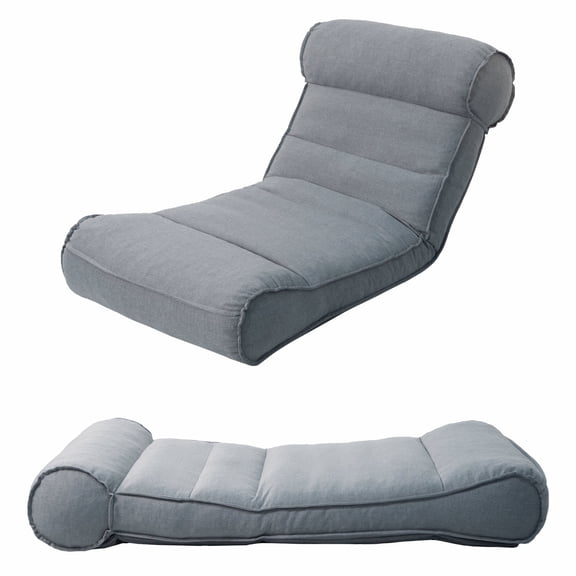 eVita 5-Position Adjustable Metal Frame Outdoor Chaise Lounge Chair with Thick Gray Cushion, Water-Resistant Olefin Fabric
