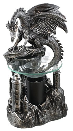 Decorative Guardian Dragon on Castle Electric Oil Warmer and Wax 