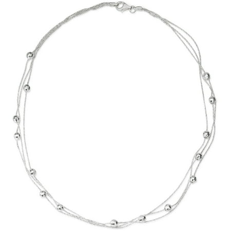 Sterling Silver Station Bead Chain with Lobster Claw, 18