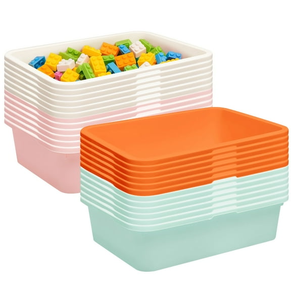 24 PCS Plastic Art Trays, 4 Colors Stackable Craft Storage Bins for Classroom, Deep Activity Sand Trays, Painting Beads Organizer for DIY, Office, School, 7.9 x 5.7 x 2.1 in
