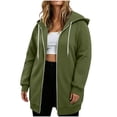 thumbnail image 4 of Womens Plus Size Hoodies Long Tunic Loose Fit Zip Up Sweatshirt Drawstring Casual Oversized Comfy Fall Coat with Pockets, 4 of 7