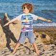 thumbnail image 3 of FORMRS Boys Rash Guard Short Sleeves Swim Shirt Quick Dry UPF 50+ Sun Protection, Sizes 3-12T, Red Hand Drawn Sailboats, 3 of 6